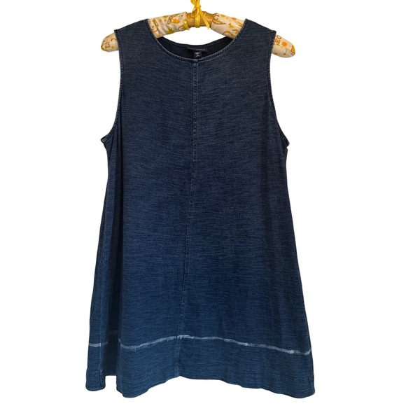 J. Jill Pure Jill Indigo Low Tide Tunic Top Dress Womens Sz M Petite 100% Cotton - Picture 3 of 10